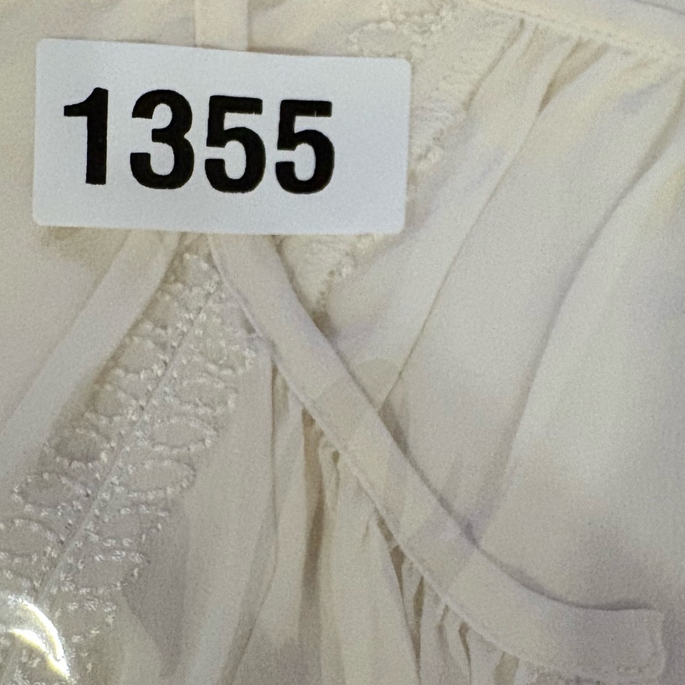 JCrew V-neck top embroidery cream color long sleeve pure silk pullover size sm - Picture 11 of 11
